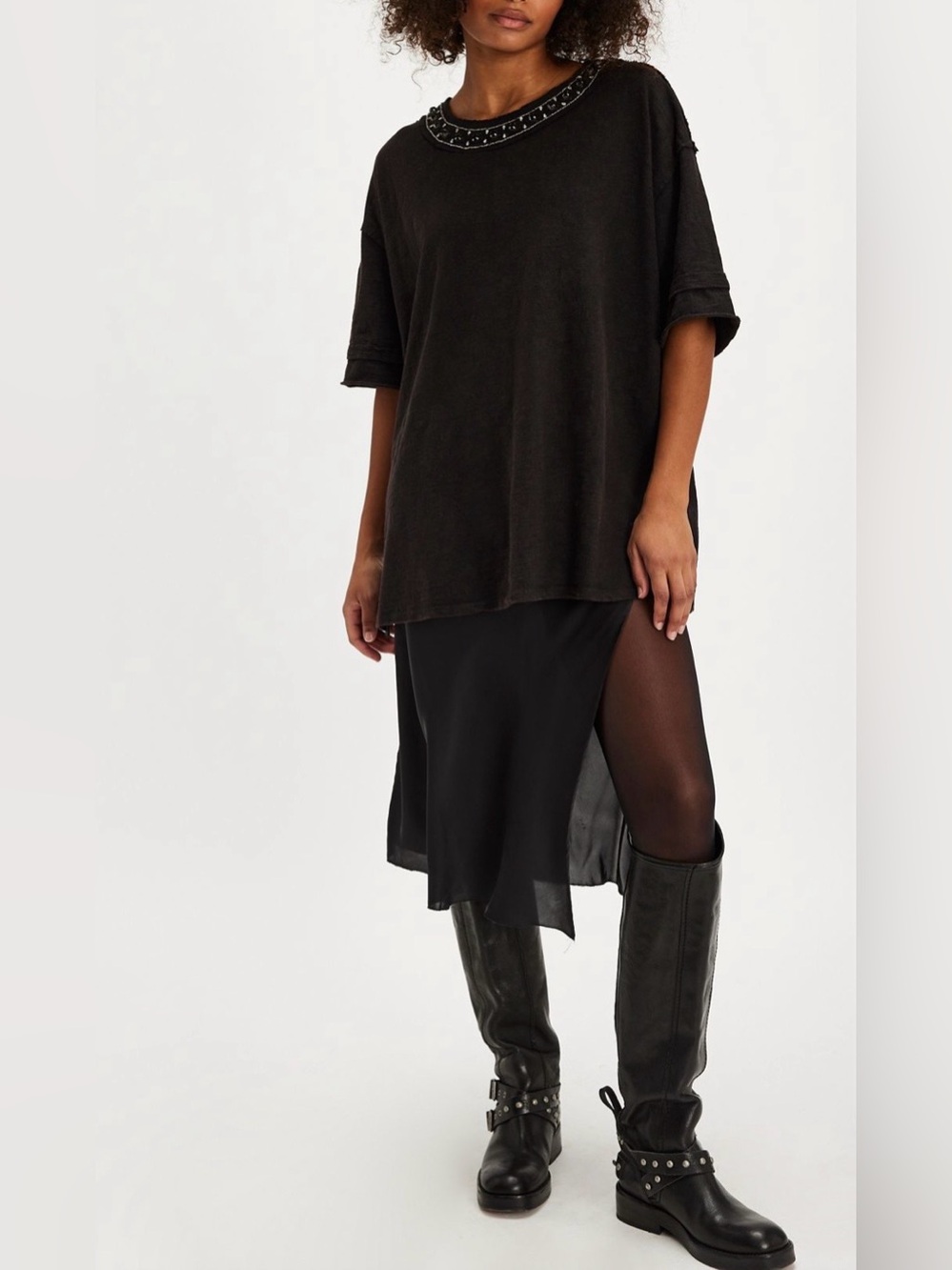 Free People We The Free You’re A Gem Beaded Top NWOT Oversized Small